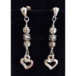 Sparkly Unmarked Heart Drop Earrings